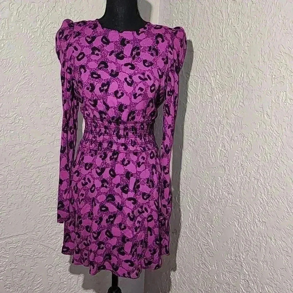 NWT AFRM Violaine Cheetah Smocked Mini Dress - Picture 7 of 7